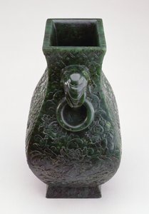 Imperial vase av bronse Fang Hu-form, Qianlong-periode (1736–96) (jade)
