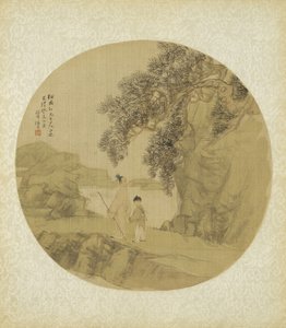 Landskap med figurer, 1883 av Qing Dynasty Chinese School