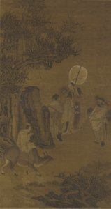 Statsminister Yang Su og den ivrige ungdommen, 1600-1700-tallet (blekk og farge på silkepanel)