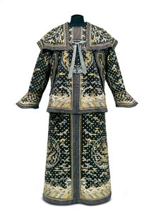 Sjeldne keiserlige vaktmanns seremonielle uniform, Qianlong / Jiaqing-perioden (1736-1820) (silkesateng) (se også 992766-7) av Qing Dynasty Chinese School