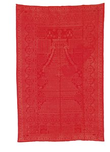 Rødmalt silkebrokadebelegg, sent Qing-dynastiet av Qing Dynasty Chinese School