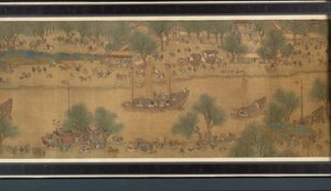 Spring Festival on the River (detalj), handscroll av Qing Dynasty Chinese School
