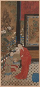 Yang Guifei forlater badet av Qing Dynasty Chinese School