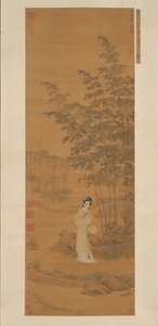 Dame i en bambuslund. av Qiu Ying