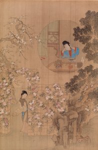 Woman in Garden - Woman in Circular Window av Qiu Ying