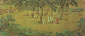 Zhao Mengfu skriver hjertesutraen i bytte mot te
