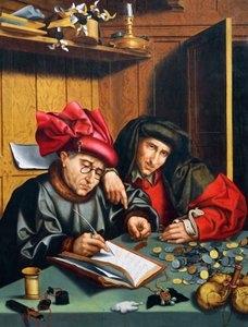Pengeutlånere, rundt 1515, av Quinten Metsys (1466–1530), Nederland