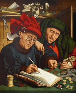 Skatteoppkrevere. (Tax Collectors) Maleri av Quentin Metsys (eller Quinten Matsys) (1466-1530), olje på tre, ca 1520. Flamsk primitiv kunst