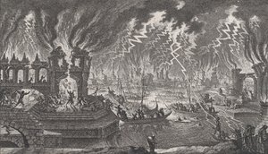 Utsikt over en brann, 1700-tallet. av Quentin Pierre Chedel