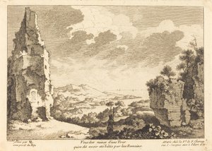 Utsikt over ruinene av et tårn som sies å ha blitt bygget av romerne av Quentin Pierre Chedel after François Boucher