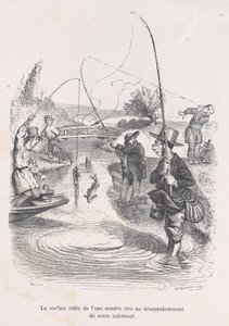Det rislende vannet ser ut til å håne vår ulykke. fra The Little Miserie of Human L..., 1843. av Quichon