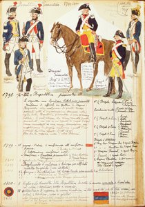 Militære uniformer fra republikken Piemonte, av Quinto Cenni, fargeplate av Quinto Cenni