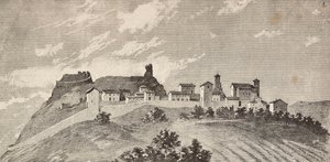 Byen San Giovanni i Galilea, Italia, gravering fra en tegning av Quinto Cenni og en skisse av Ulisse Topi, fra L