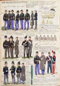 Uniformer og merker fra den provisoriske regjeringen i Toscana av Quinto Cenni, fargeplate av Quinto Cenni