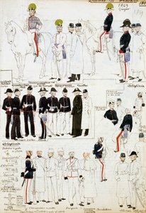 Uniforms of Duchy of Modena i 1849, plate fra Cenni Codex-samlingen med militærskisser i akvarell av Quinto Cenni