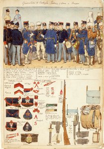 Uniformer of Grenadiers of Sardinia, linjeinfanteri, tropp av Kingdom of Italy, fargeplate av Quinto Cenni av Quinto Cenni