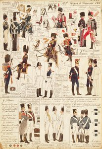 Uniforms of Hunters on horseback of Kingdom of France, av Quinto Cenni, fargeplate av Quinto Cenni