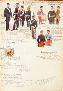 Uniformer av provisorisk regjering i Bologna av Quinto Cenni, fargeplate av Quinto Cenni