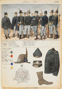 Uniformer of the Alpines of the Kingdom of Italy, Fargeplate av Quinto Cenni av Quinto Cenni