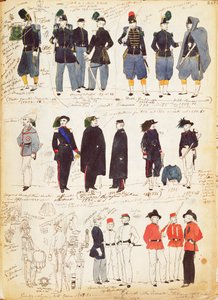 Ulike italienske uniformer i vanlig bruk mellom 1847 og 1870 av Quinto Cenni, fargeplate av Quinto Cenni