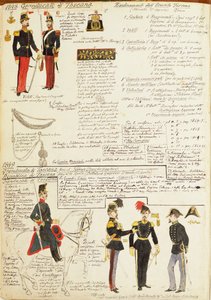 Ulike uniformer fra Storhertugdømmet Toscana av Quinto Cenni, fargeplate av Quinto Cenni