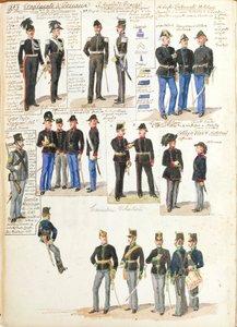 Ulike uniformer fra Storhertugdømmet Toscana av Quinto Cenni, fargeplate