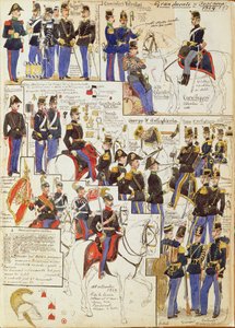 Ulike uniformer fra Storhertugdømmet Toscana av Quinto Cenni, fargeplate av Quinto Cenni