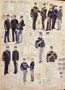 Ulike uniformer fra Kingdom of Italy av Quinto Cenni, fargeplate av Quinto Cenni