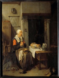 Le benedicite Maleri av Quinringh (Quiringh) Gerritsz Van Brekelenkam (1620-1668) 1648 Søn. 0,54x0,41 m