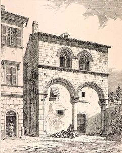 Hus på Piazza del Duomo, Viterbo, Italia, fra 