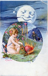 Postkort fra settet Ill Hearts, ca. 1900 (fargegravering) av R. Kratki