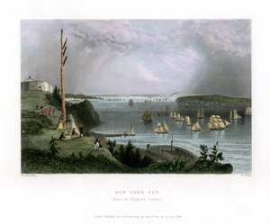 New York Bay sett fra Telegraph Station, USA, 1838.
