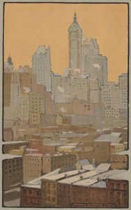 Singer Building fra Brooklyn Bridge, 1914.