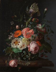 Stilleben med blomster på en marmorbordplate av Rachel Ruysch
