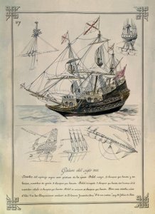 1600-TURLETS GALEON I EN 1800-TALLETEGNING