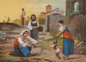 Tilbake fra markene (fargelitografi) av Raffaele (after) Casnedi