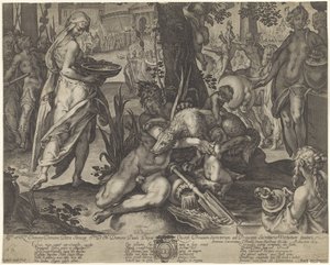 Vestal-jomfruen Tuccia bærer vann i et dørslag for å bevise sin uskyld av Raffaello Guidi