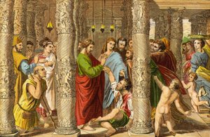 Peter og Johannes helbreder den impotente mannen (chromolitho) av Raffaello Sanzio Raphael