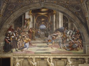 Utvisningen av Heliodorus fra tempelet, Stanza di Eliodoro, 1511-12 av Raffaello Sanzio Raphael