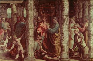 The Healing of the Lame Man (tegneserie for Det sixtinske kapell) (FØR RESTAURERING) av Raffaello Sanzio Raphael
