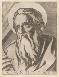 Saint Andrew St. Andrew (tittel på objekt) Kristus, Maria og de tolv apostelen (serietittel) The Sacred Apostolic College (serietittel) av Raffaello Schiaminossi