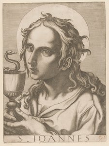 Johannes evangelisten St. John (tittel på objekt) Kristus, Maria og de tolv apostelen (serietittel) The Sacred Apostolic College (serietittel) av Raffaello Schiaminossi