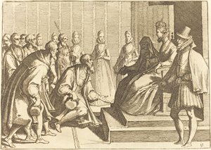 Margaret av Østerrike gir publikum til en adelsmann av Raffaello Schiaminossi