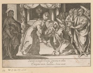 Presentatie van Christus in de tempel Vijftien Mysteries van de Rozenkrans (serietittel) Femten Mysteries of the Rosenkrans of the Blessed Virgin Mary (serietittel) av Raffaello Schiaminossi