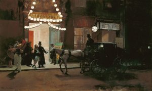 Leaving the Masqued Ball - Madrazo y Garreta, Raimundo de (1841-1920) - ca 1885 - Olje på tre - 49x80,5 - Museo Carmen Thyssen, Malaga av Raimundo de Madrazo y Garreta