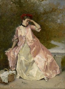 Kvinne med en piknikkurv, ca. 1890 av Raimundo de Madrazo y Garreta