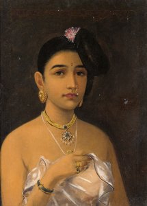 Maliyali Beauty (olje på lerret) av Raja Ravi Varma