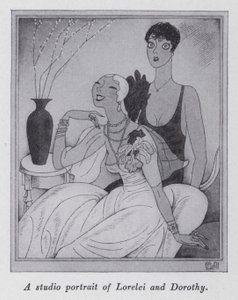Illustrasjon for "But Gentlemen Marry Brunettes" av Anita Loos (litho) av Ralph Barton