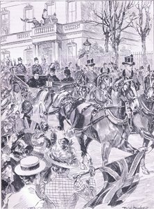 The Queens siste besøk i London mars 1900, illustrasjon fra Cassells History of England, 1900-tallet av Ralph Cleaver