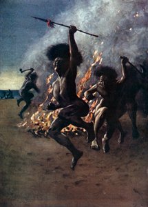 Illustrasjon for Robinson Crusoe av Daniel Defoe (farge litho)